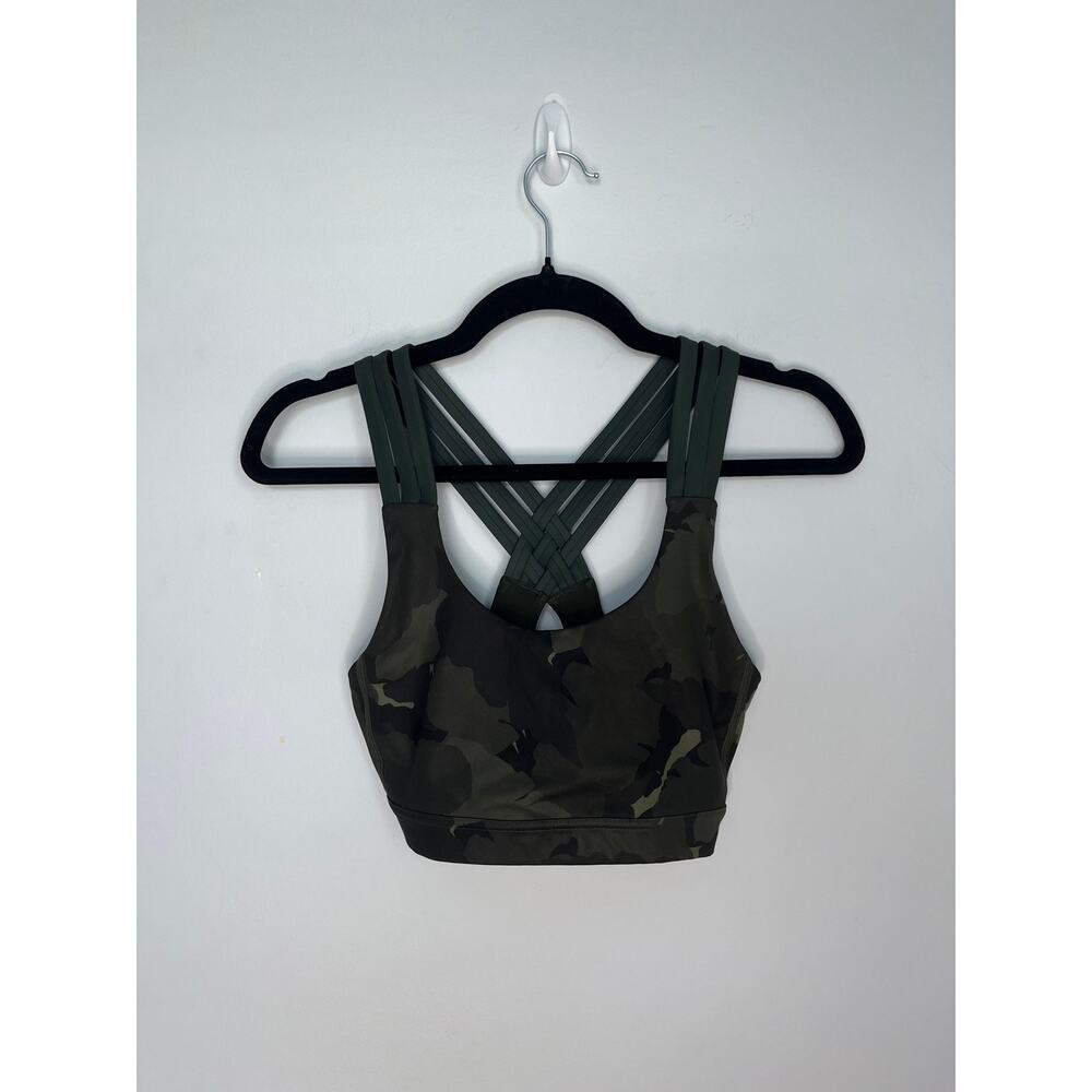 ALO Yoga Olive Camouflage Sports Bra
